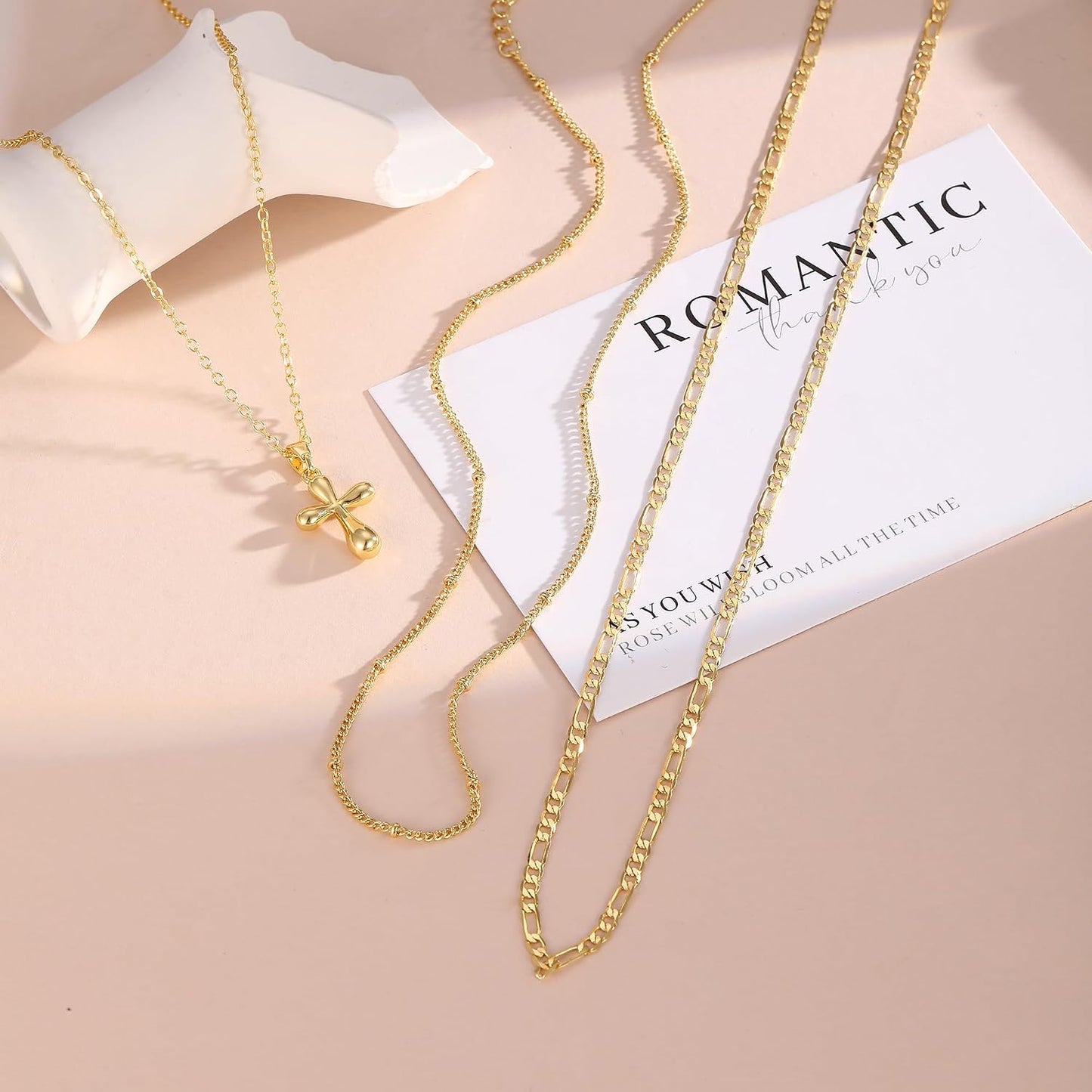 CAROVO Collar en capas de oro\/plata para mujer, chapado en oro\/pl...