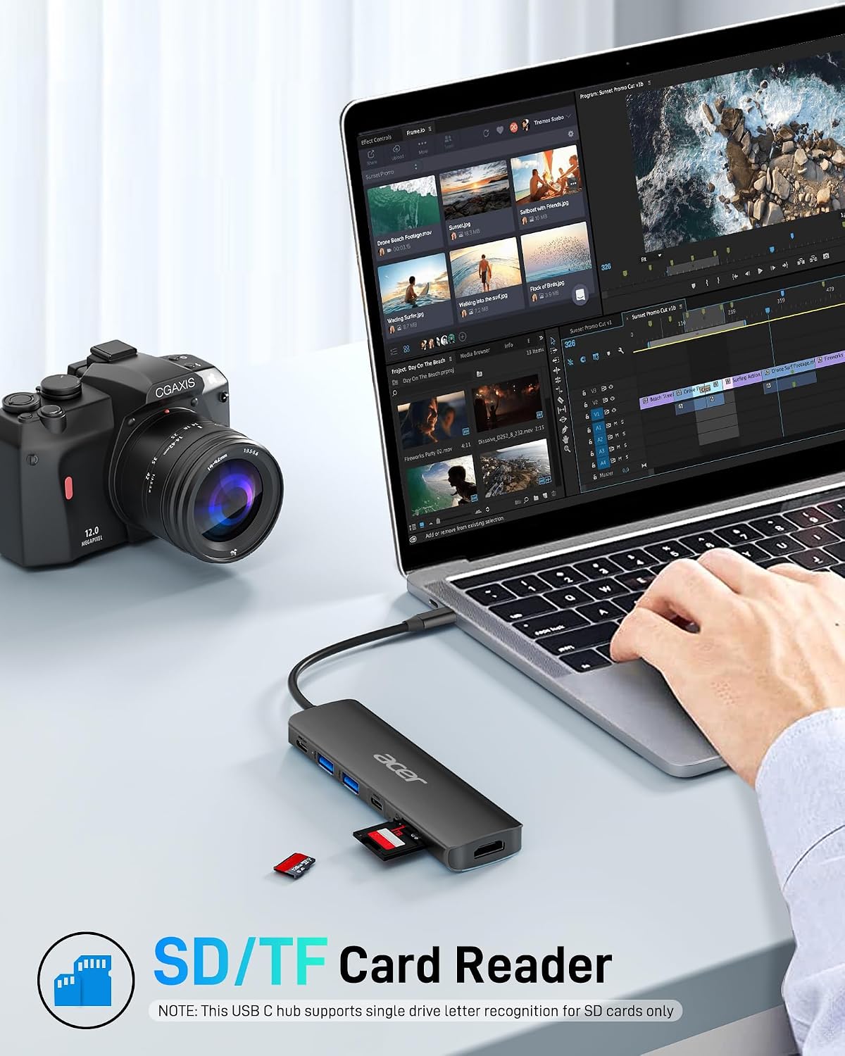Acer USB C Hub, Dock USB-C a HDMI 7 en 1, 2 USBA 3.1 GEN1 y puerto...
