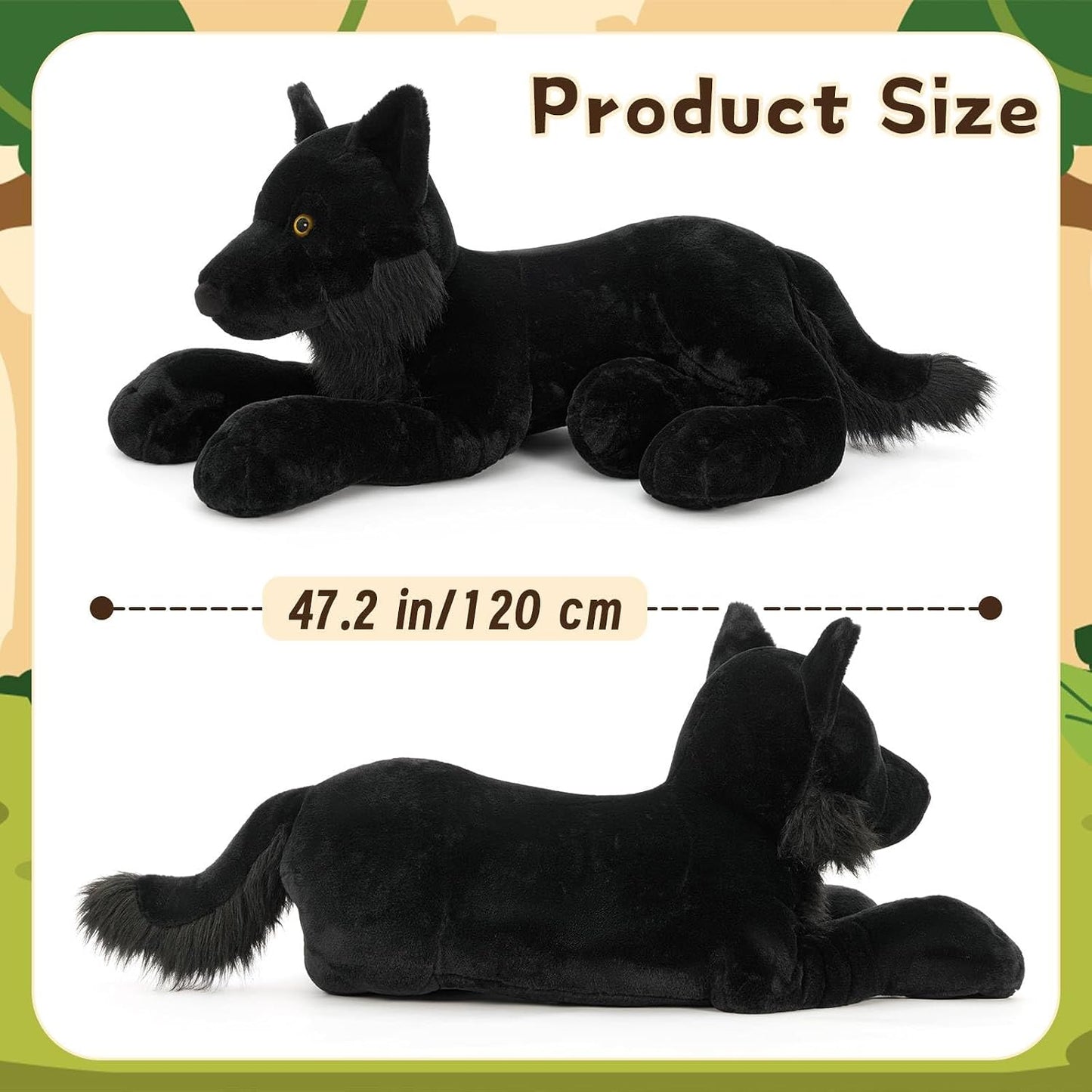MaoGoLan Peluche de lobo negro, lobo gigante de peluche para niños,...