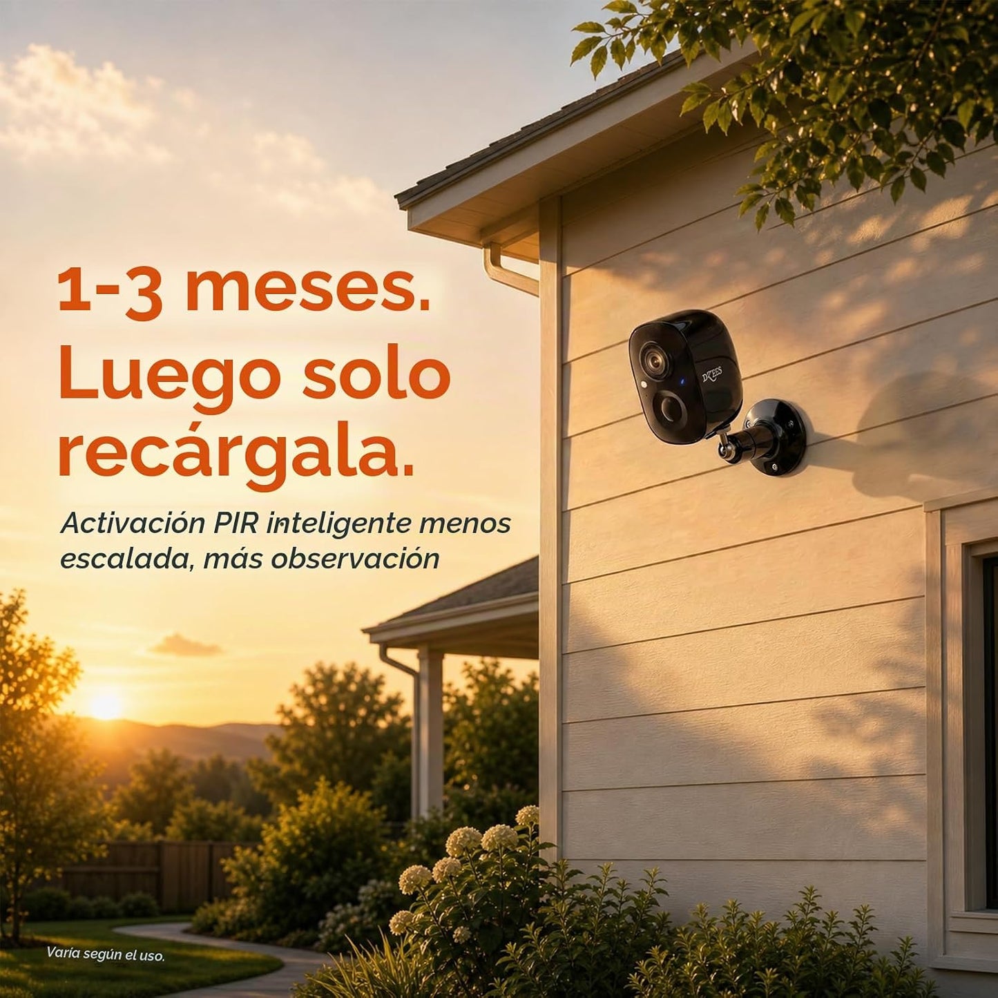 Dzees Cámara de seguridad al aire libre inalámbrica de 3MP 2K, alim...