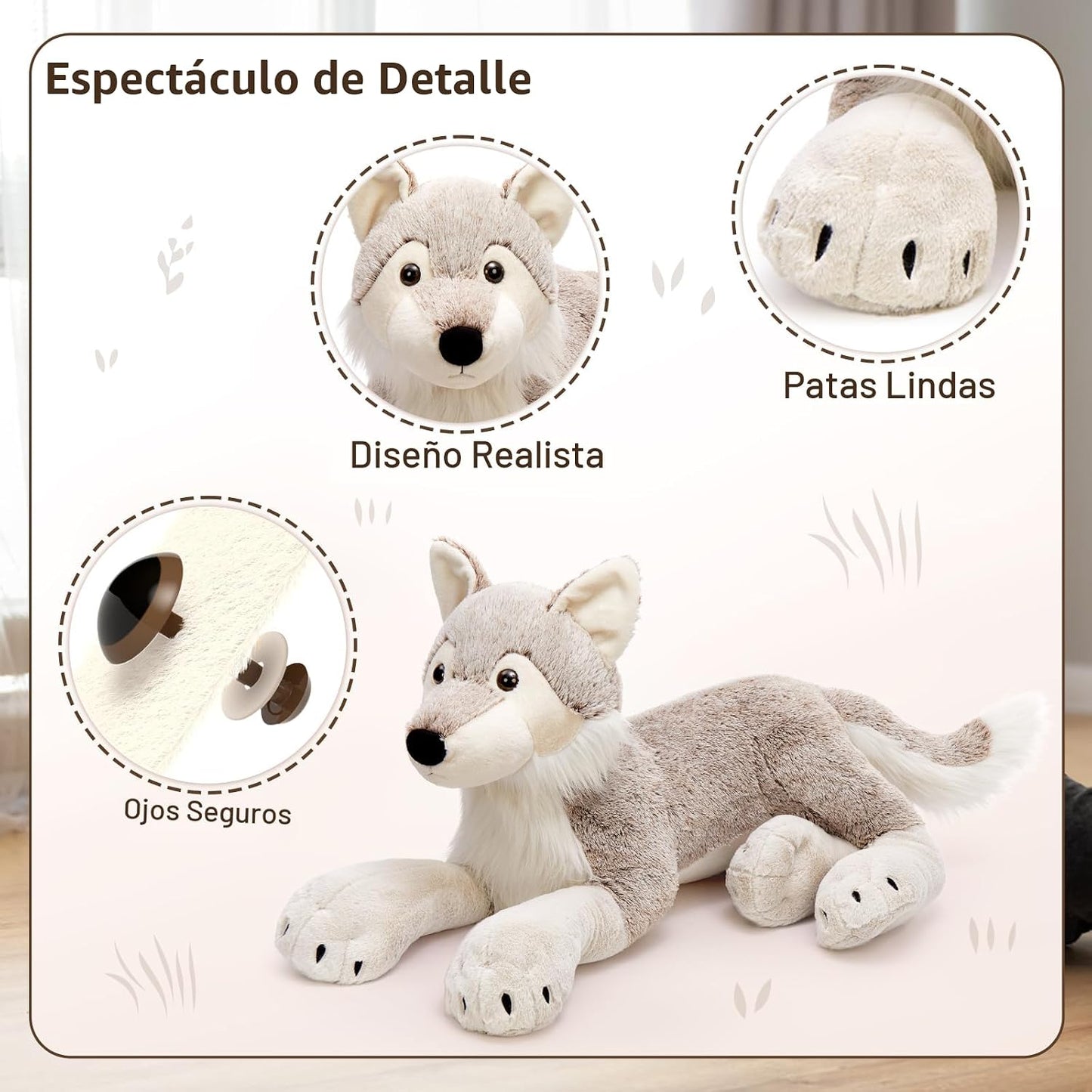 MaoGoLan Animal de peluche grande de lobo para niño, peluche de lob...