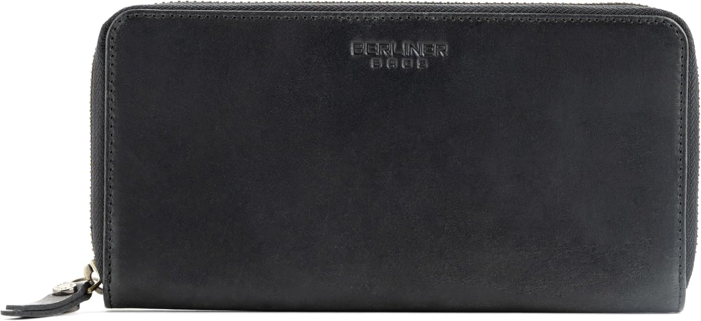 BERLINER BAGS Cartera de cuero genuino, tarjetero con bloqueo RFID...