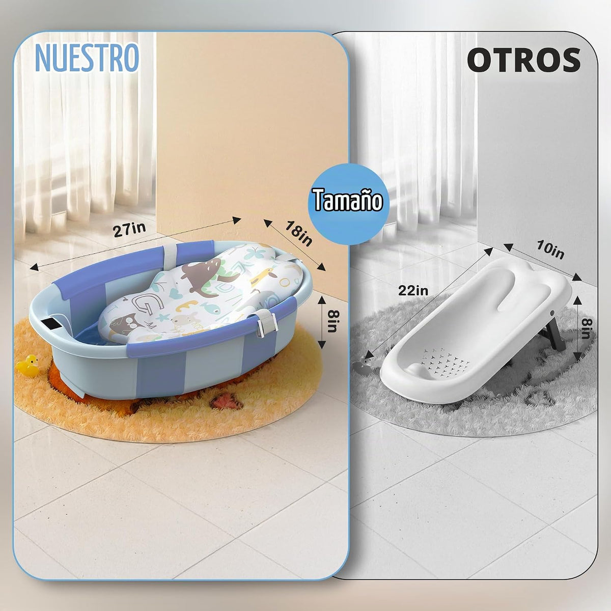 TOSGN Bañera plegable para bebé, 3 segundos para instalar, bañera p...