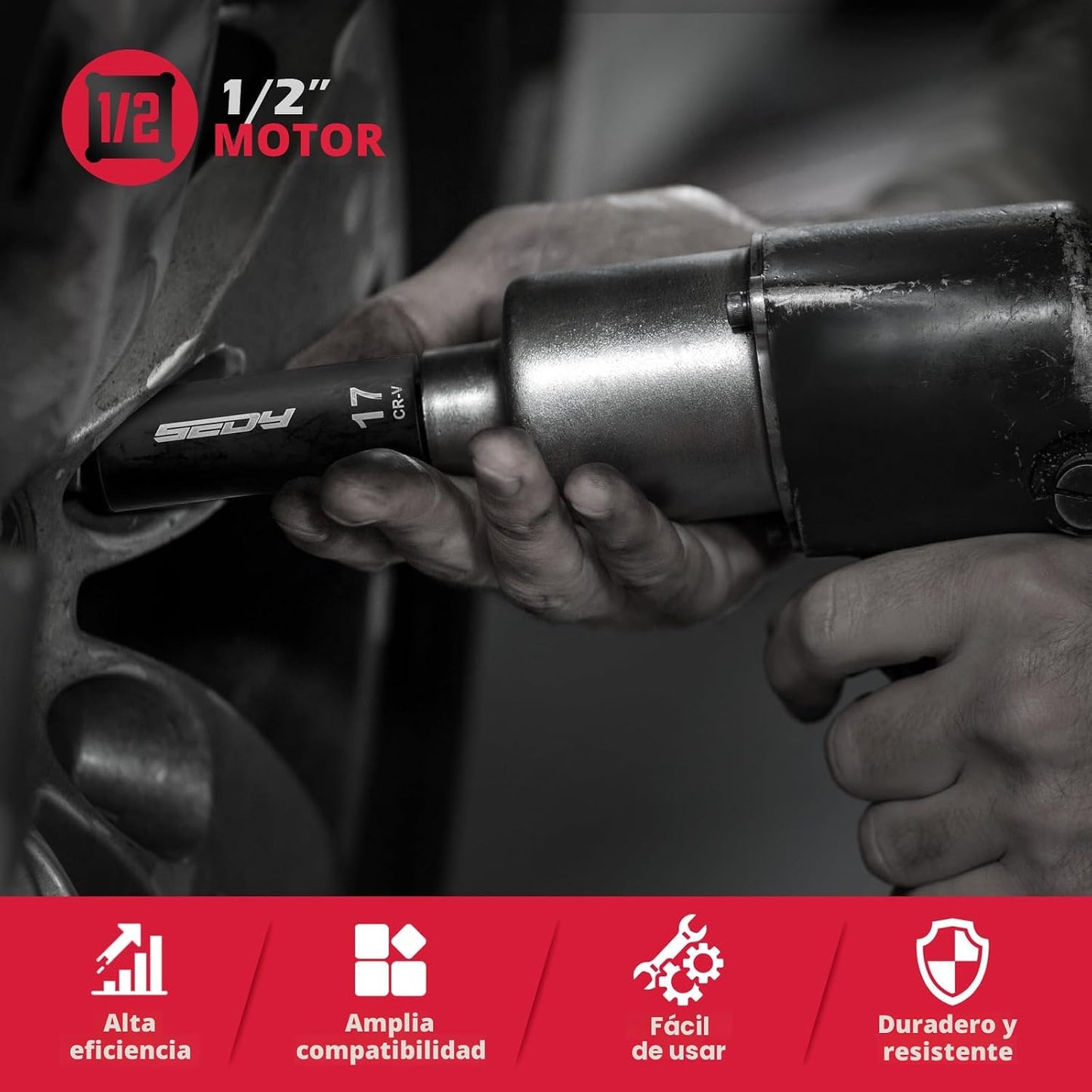 Juego de llaves de impacto de accionamiento maestro de 1\/2", 6...