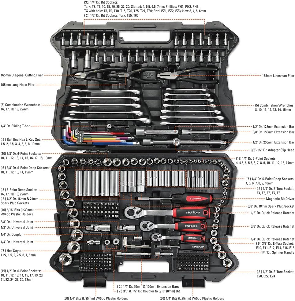 STARWORK TRUE MECHANIC™ Juego de herramientas mecánicas de 314 piez...