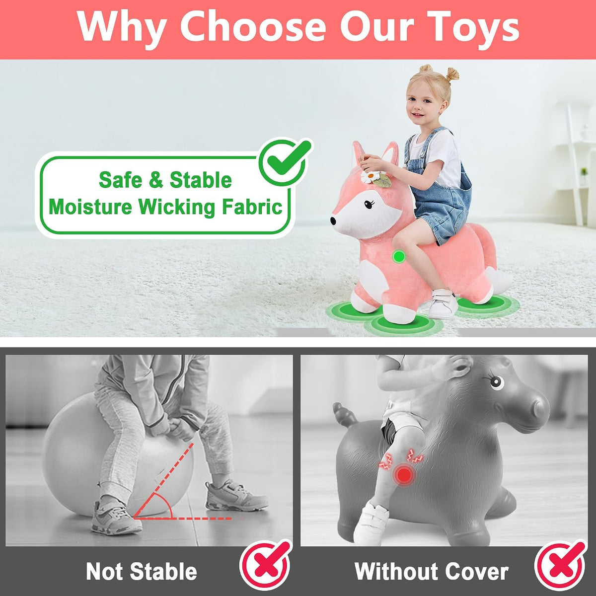 iPlay, iLearn Bouncy Pals Caballo Saltarín Zorro, Juguete Inflable...