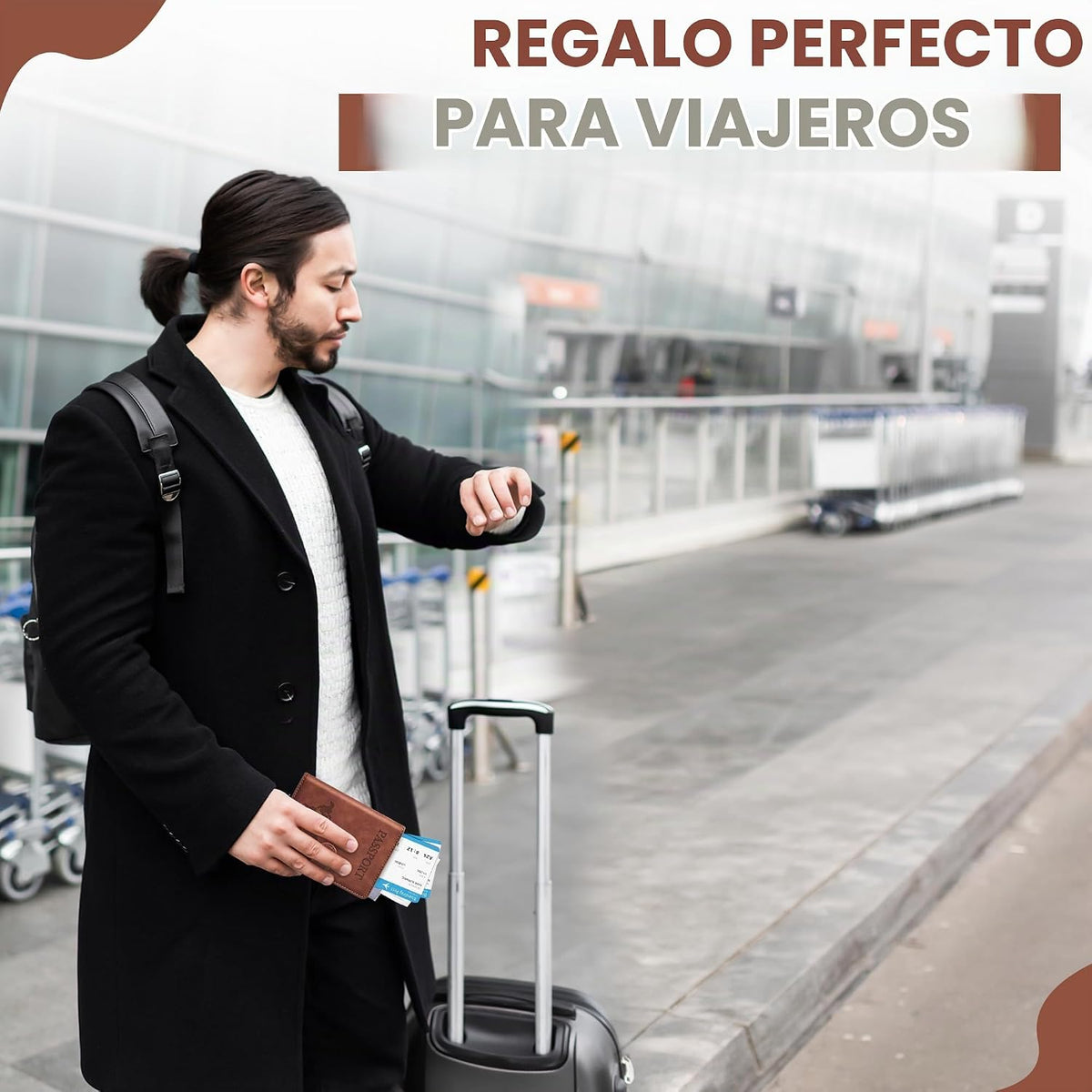 Soporte para pasaporte para artículos esenciales de viaje, funda ti...