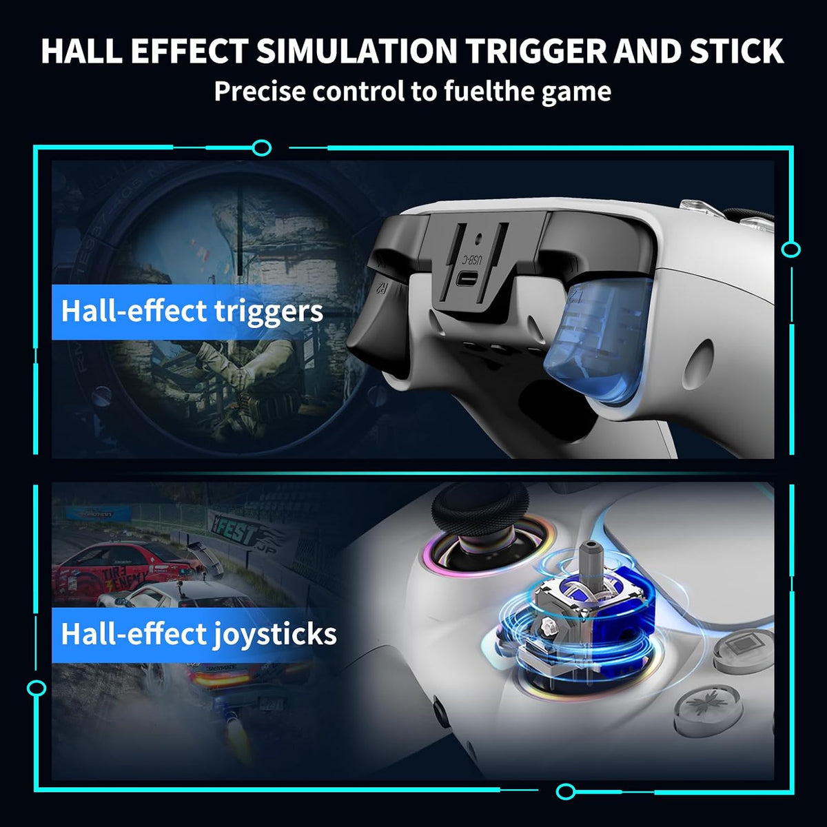 Controlador inalámbrico NBCP para PS5\/Pro\/Slim\/PC, joystick y di...