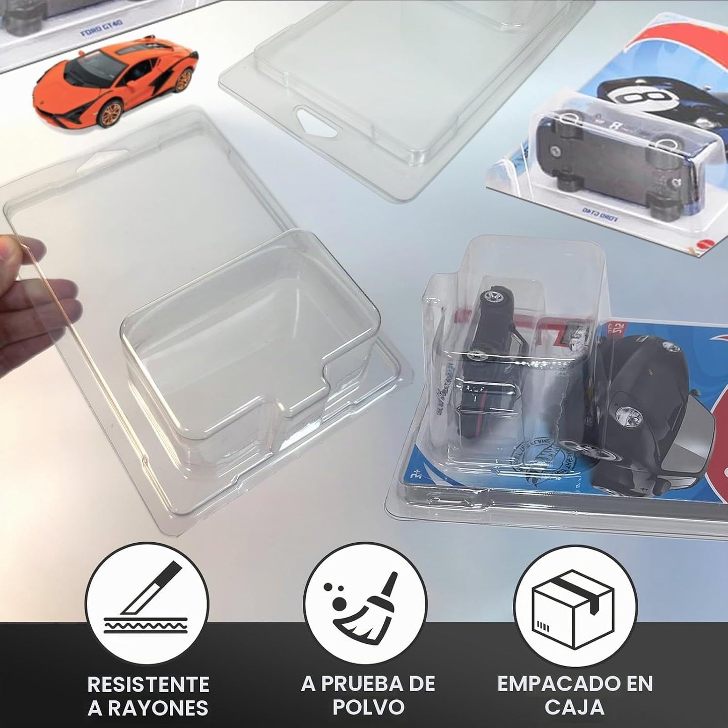 Funda protectora de 50 piezas compatible con Hot Wheels, estuche de...