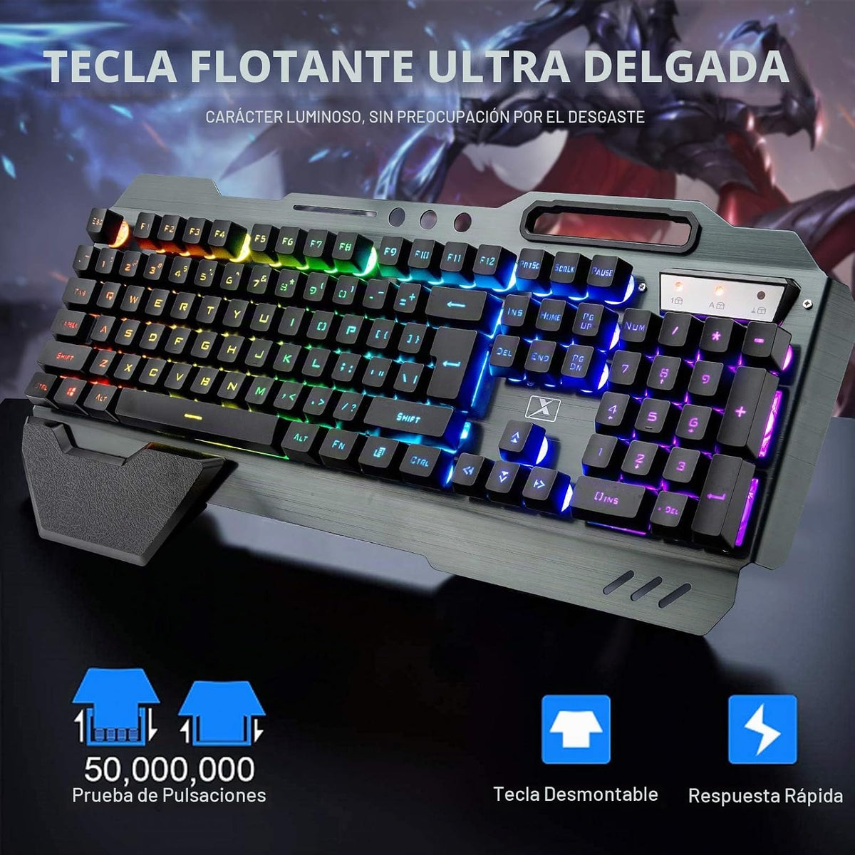 Teclado y ratón inalámbricos para juegos RGB con retroiluminación d...