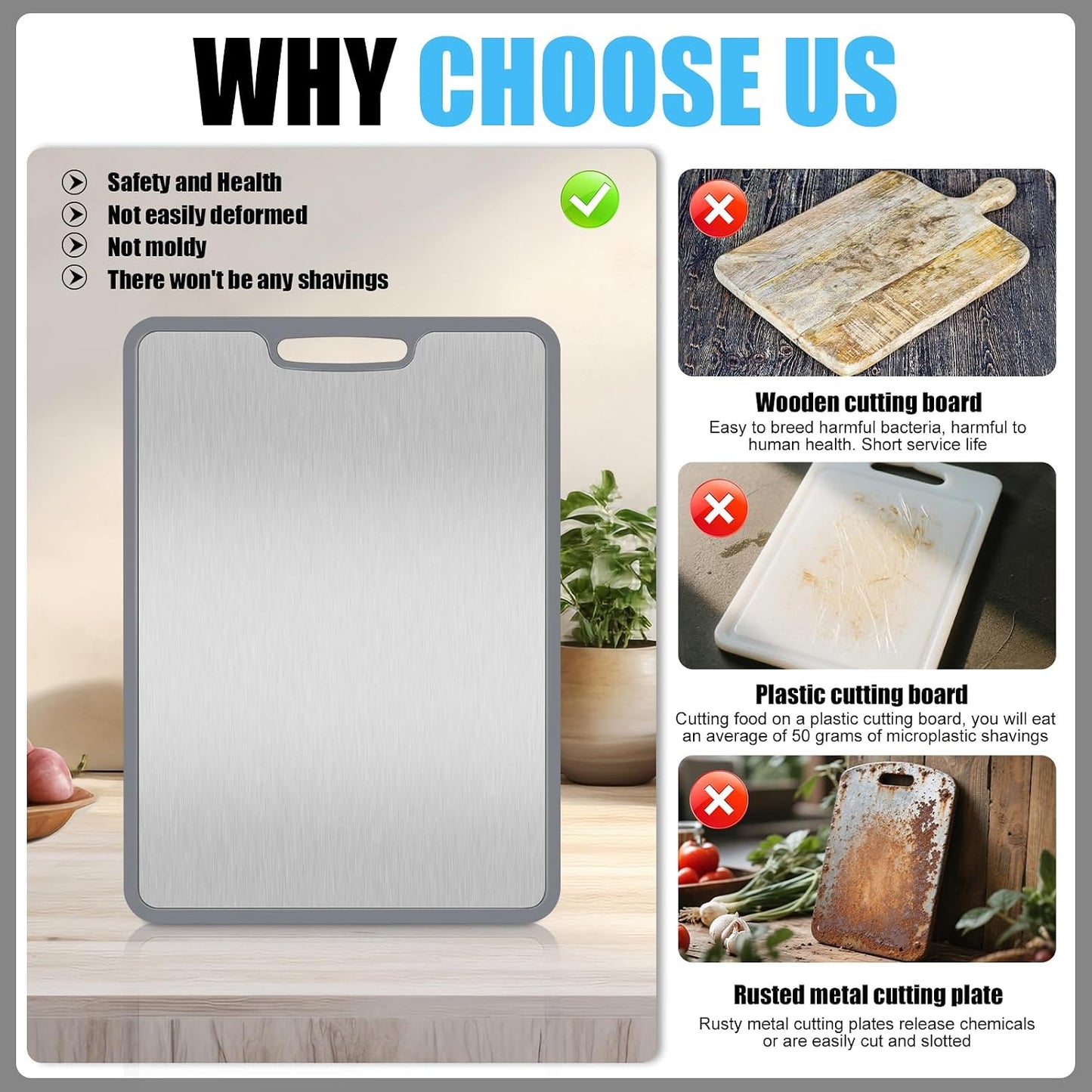Banquiura Tablas de cortar de titanio para cocina, tabla de cortar...