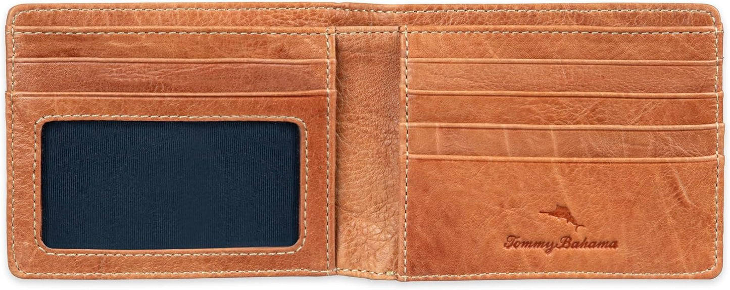Tommy Bahama Cartera de cuero genuino para hombre con capacidad ext...
