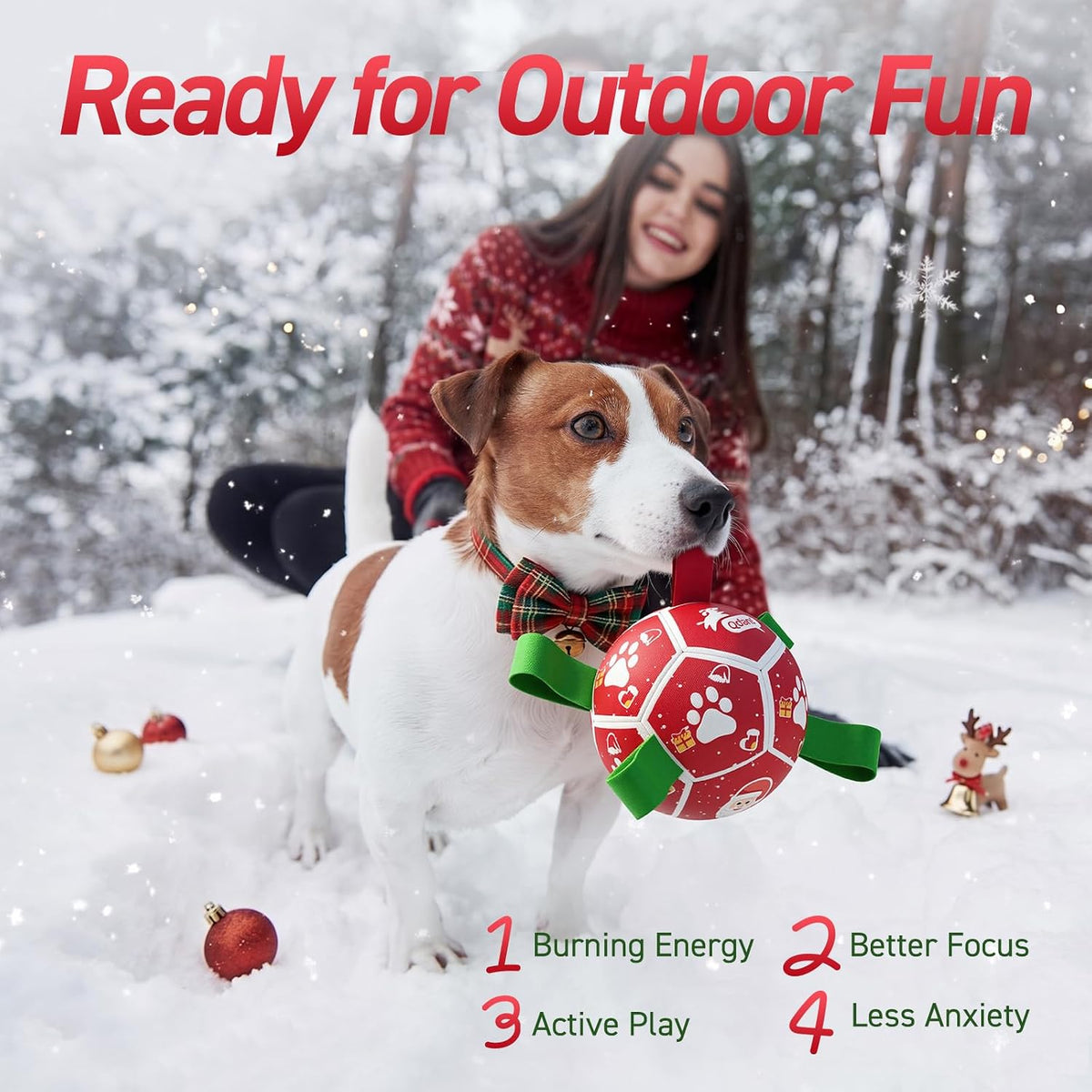 QDAN Juguetes pequeños de Navidad para perros, pelota de fútbol con...