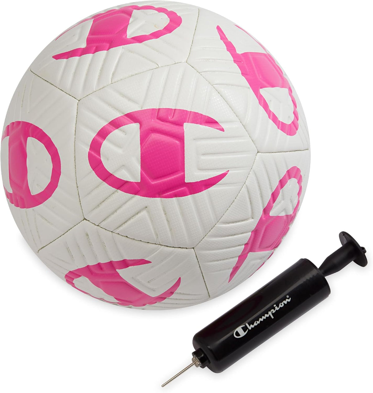 Champion Playmaker Logo Balón de fútbol desinflado con bomba, balón...