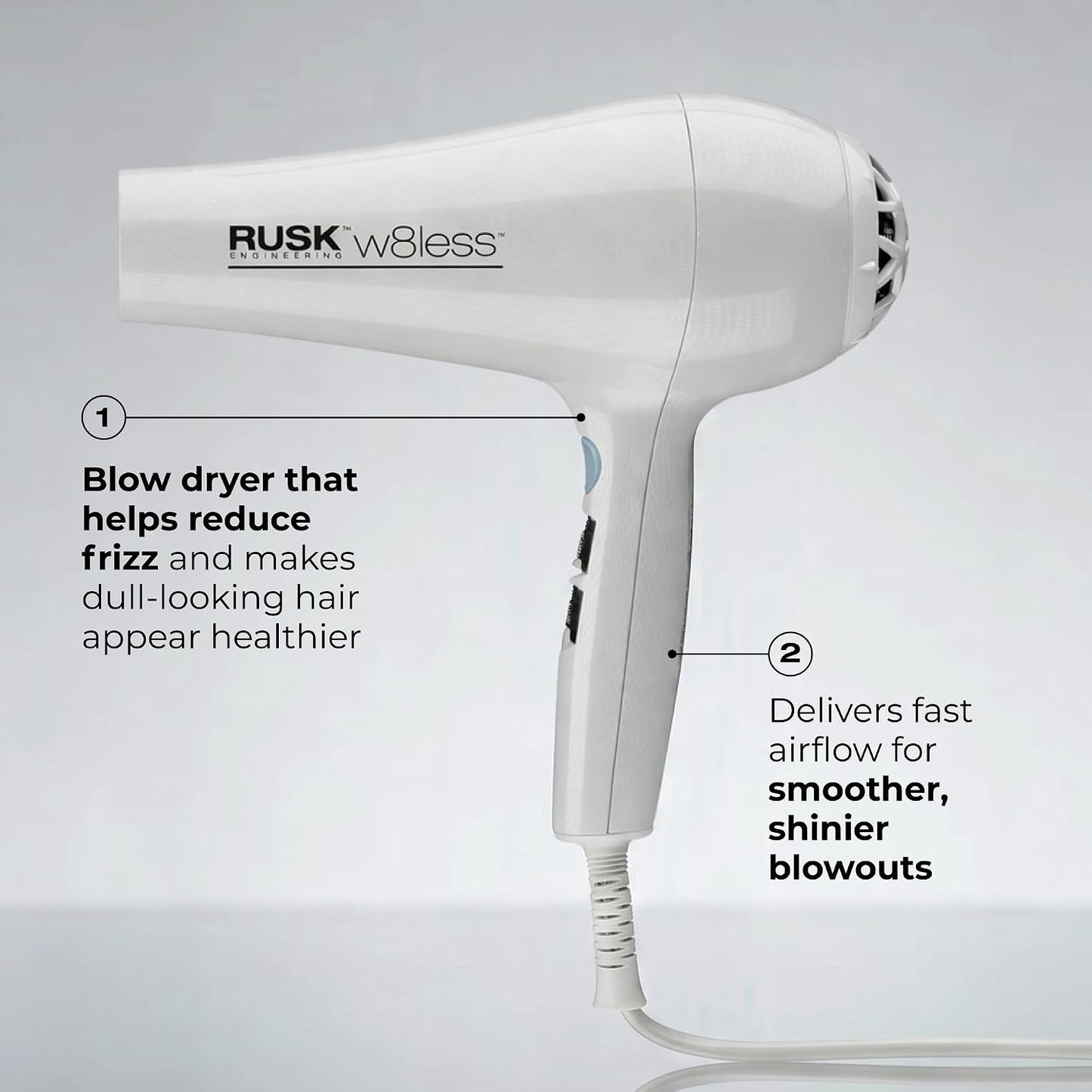 RUSK Engineering W8less - Secador profesional de 2000 W, 7 ajustes...