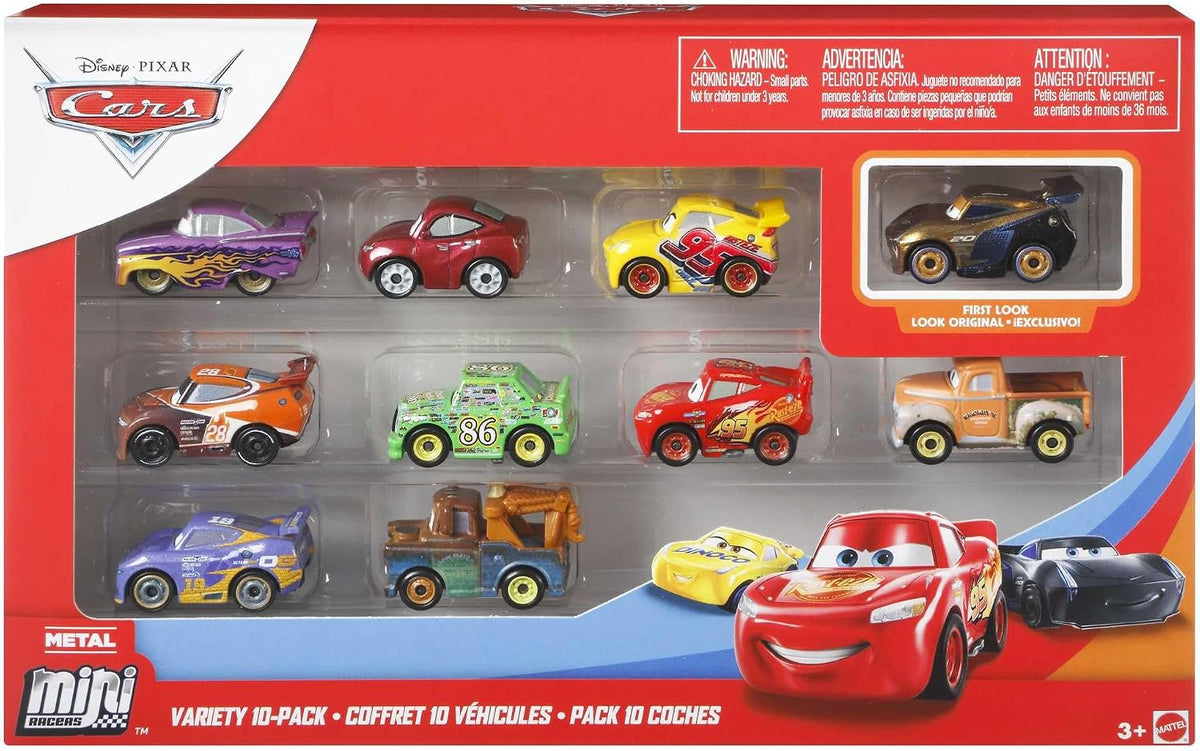 Mattel Disney Pixar Cars Mini Racers, paquete de 10 vehículos colec...