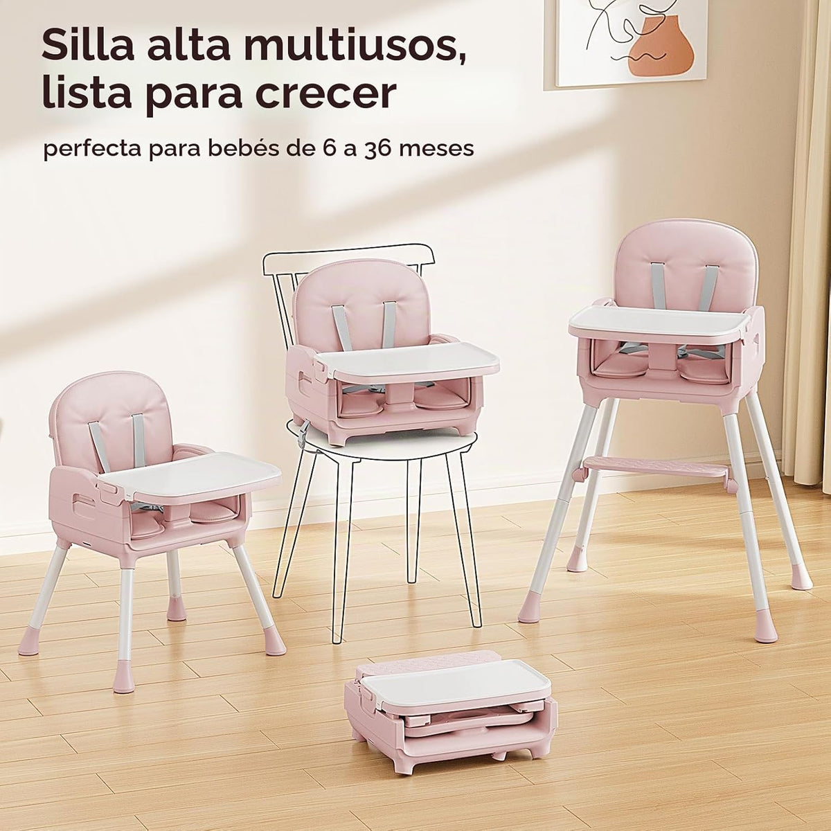 Obee Odee Silla alta portátil 3 en 1 para bebés y niños pequeños (r...