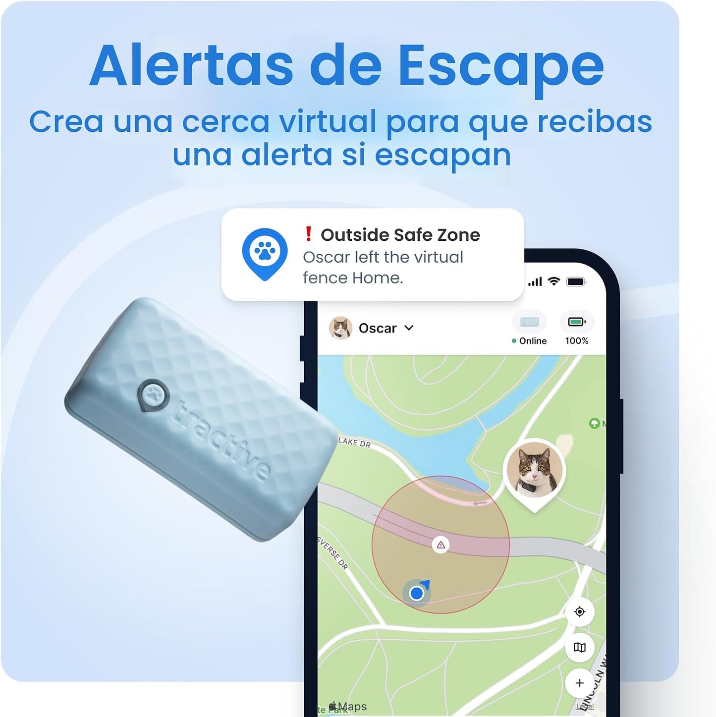Tractive Rastreador GPS inteligente para gatos | Monitoreo de ubica...