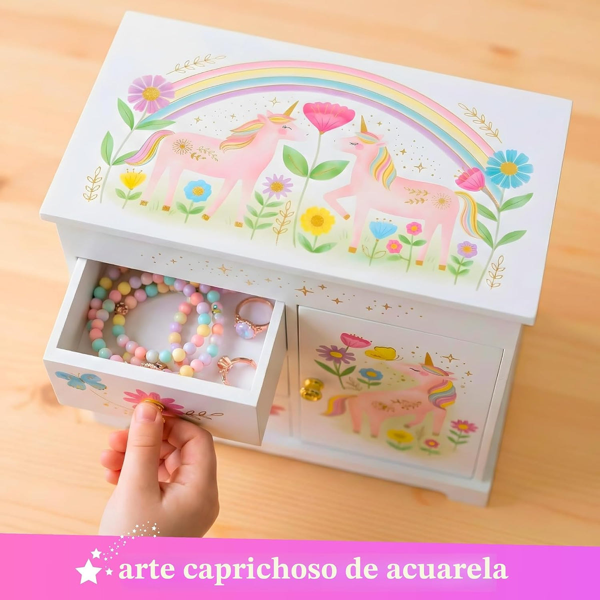 Joyero musical de unicornio para niñas, juguetes de unicornio para...