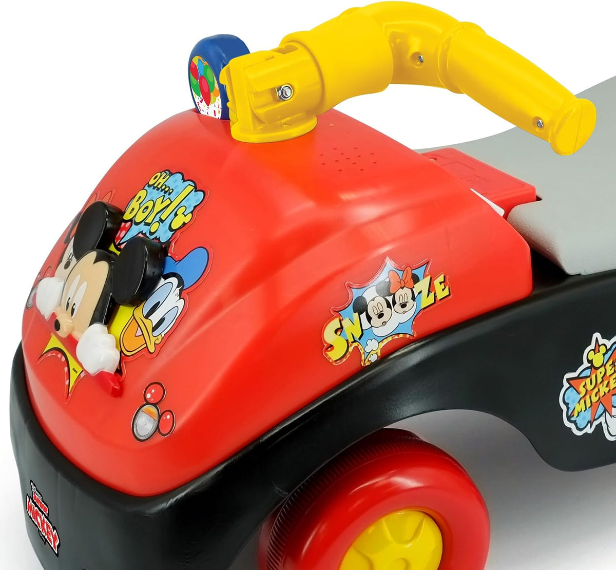 Kiddieland Mickey Mouse - Coche de pie a piso con mango plegable |...