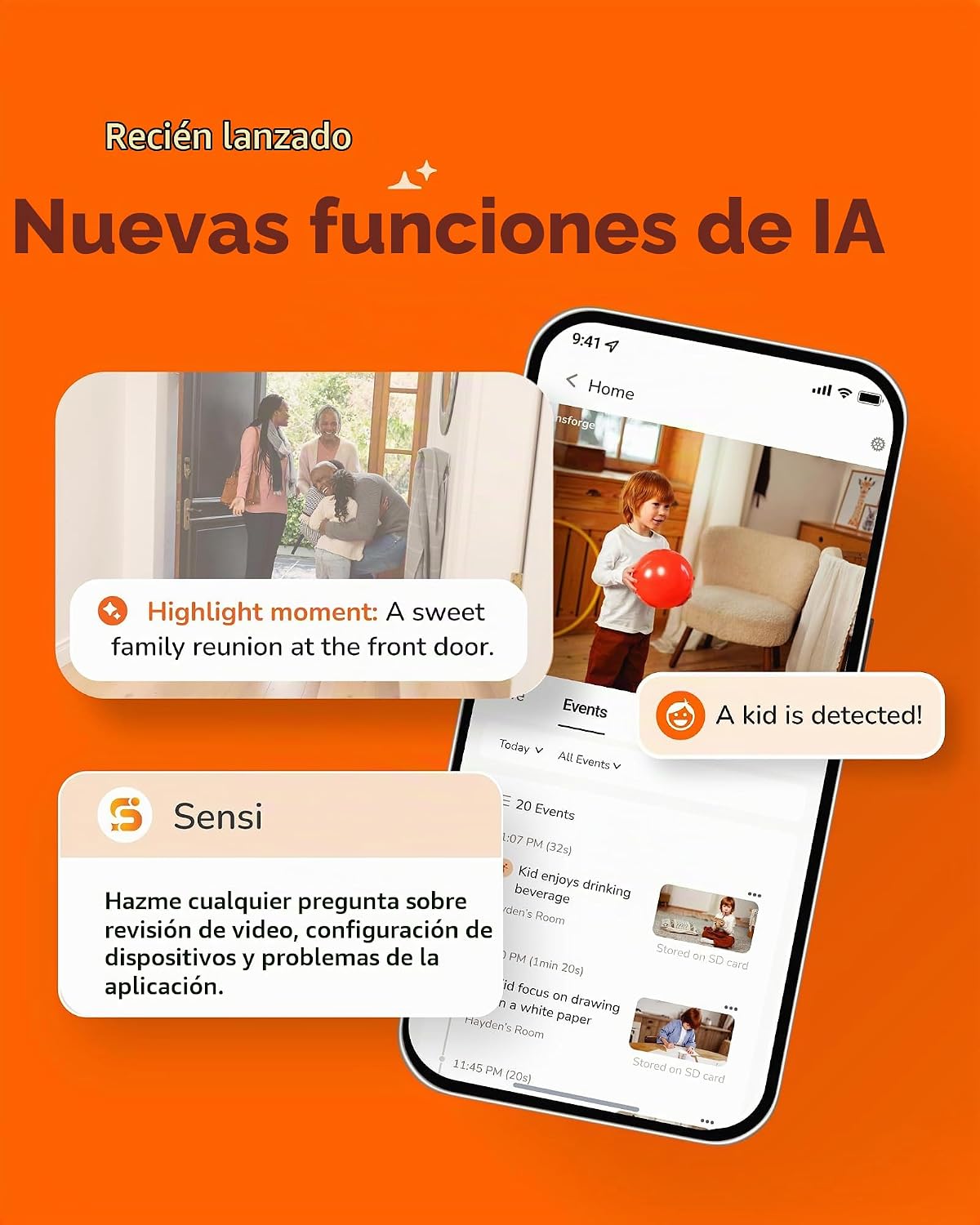 SensForge Cámara de seguridad panorámica de 2.5K para interiores, c...