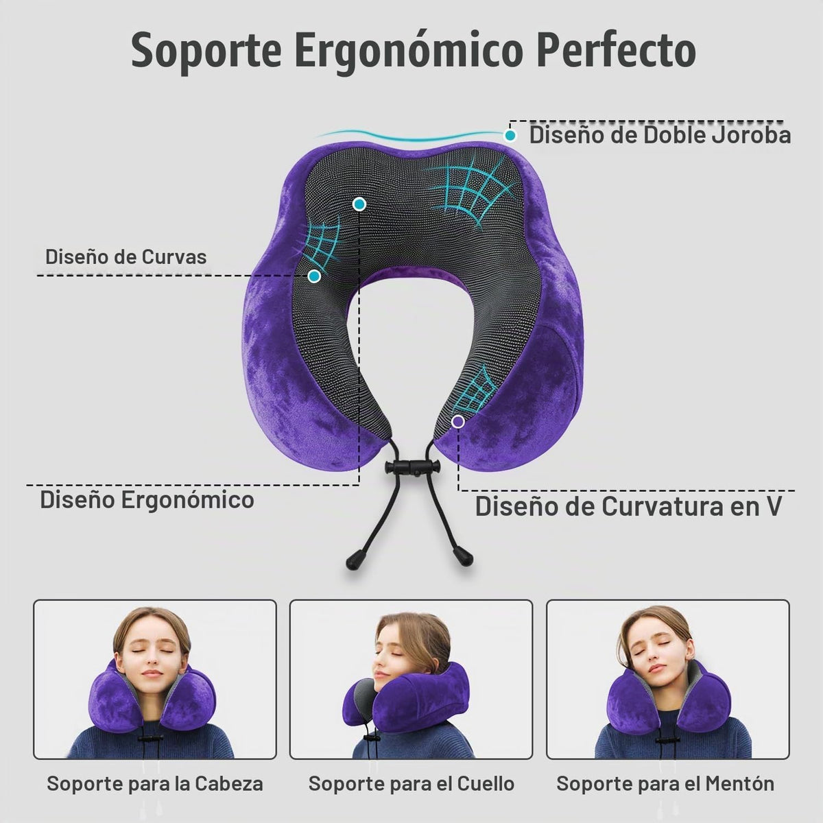 Elvodosia Almohada de viaje, almohada de cuello de espuma viscoelás...