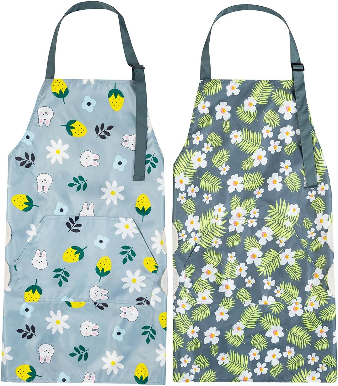 Agirlvct Paquete de 2 delantales de cocina con toallita de mano, re...