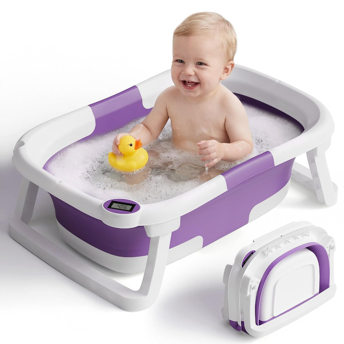 iBabyMax Bañera plegable para bebés con termómetro, 0-36 meses, mor...