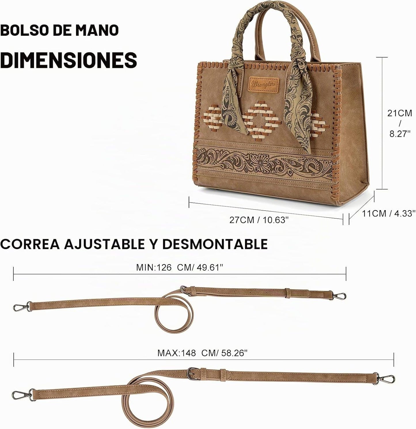 Montana West Wrangler Tooling Tote Bag para mujer, bolsos con asa s...