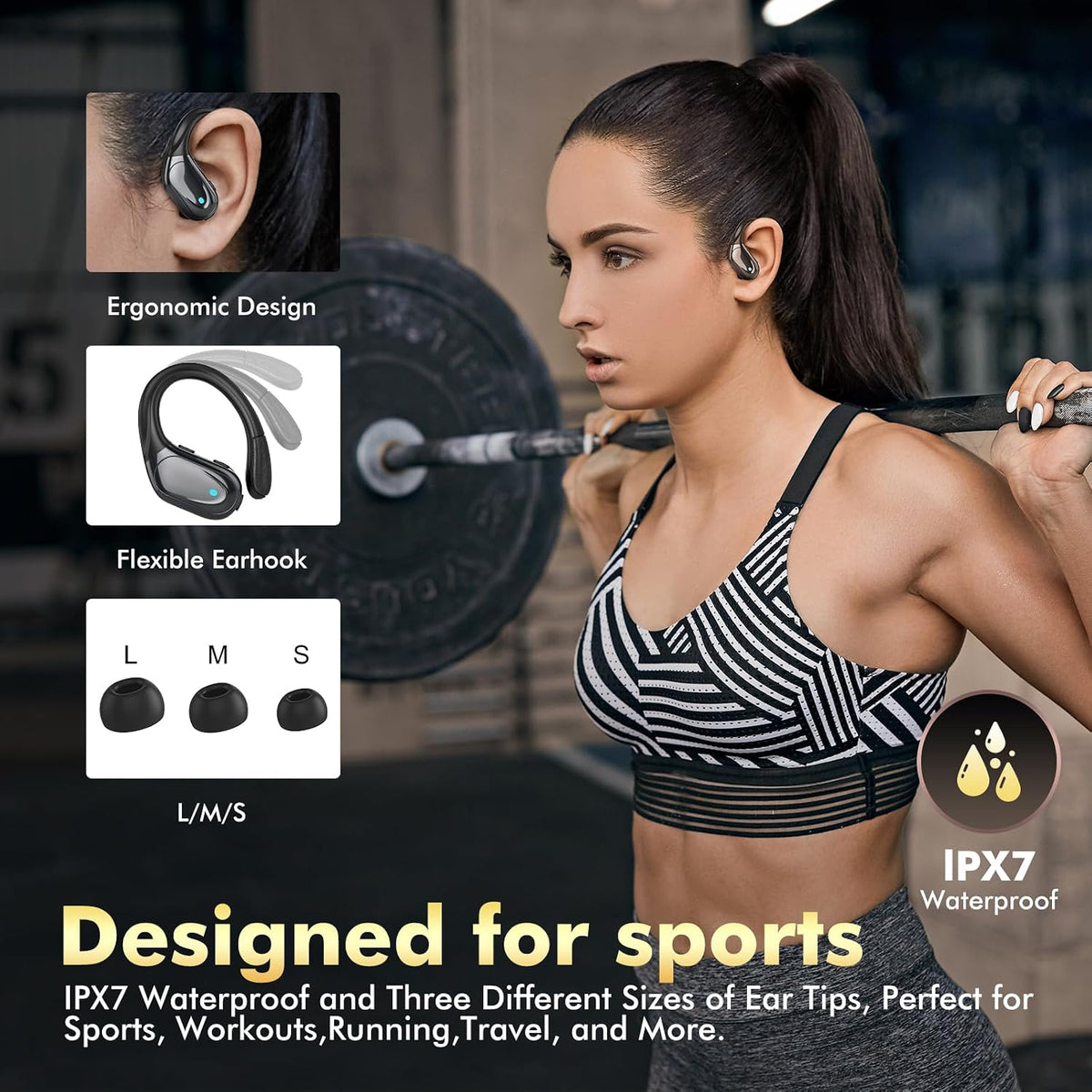 HAOYUYAN Auriculares inalámbricos, auriculares Bluetooth deportivos...