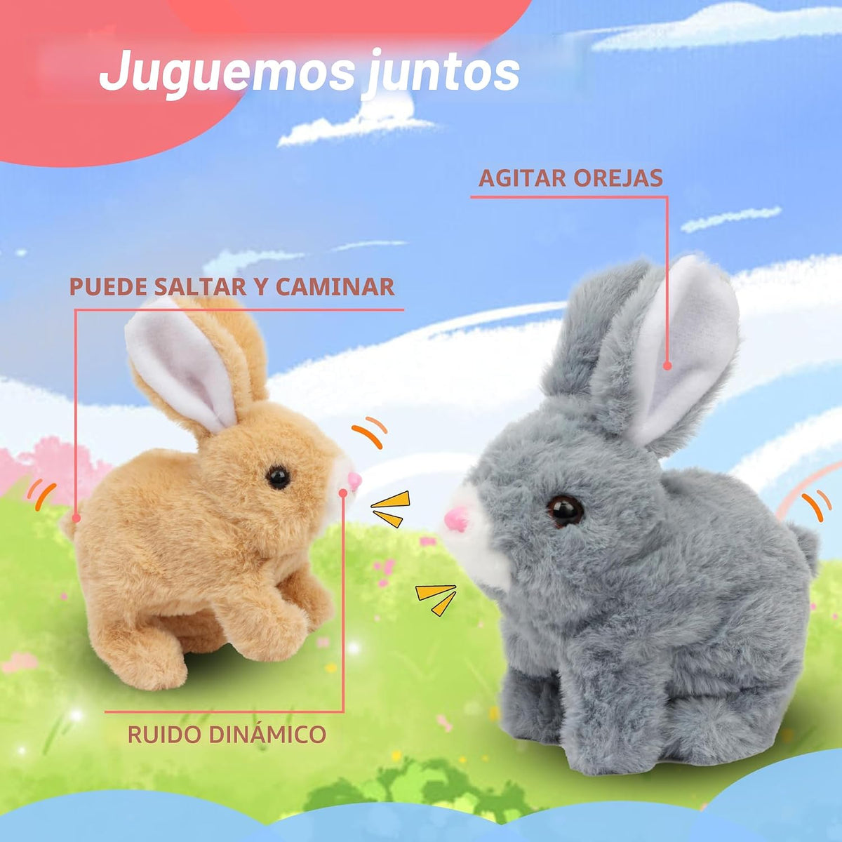 Hopearl - Conejo saltarín, juguete de peluche interactivo electróni...