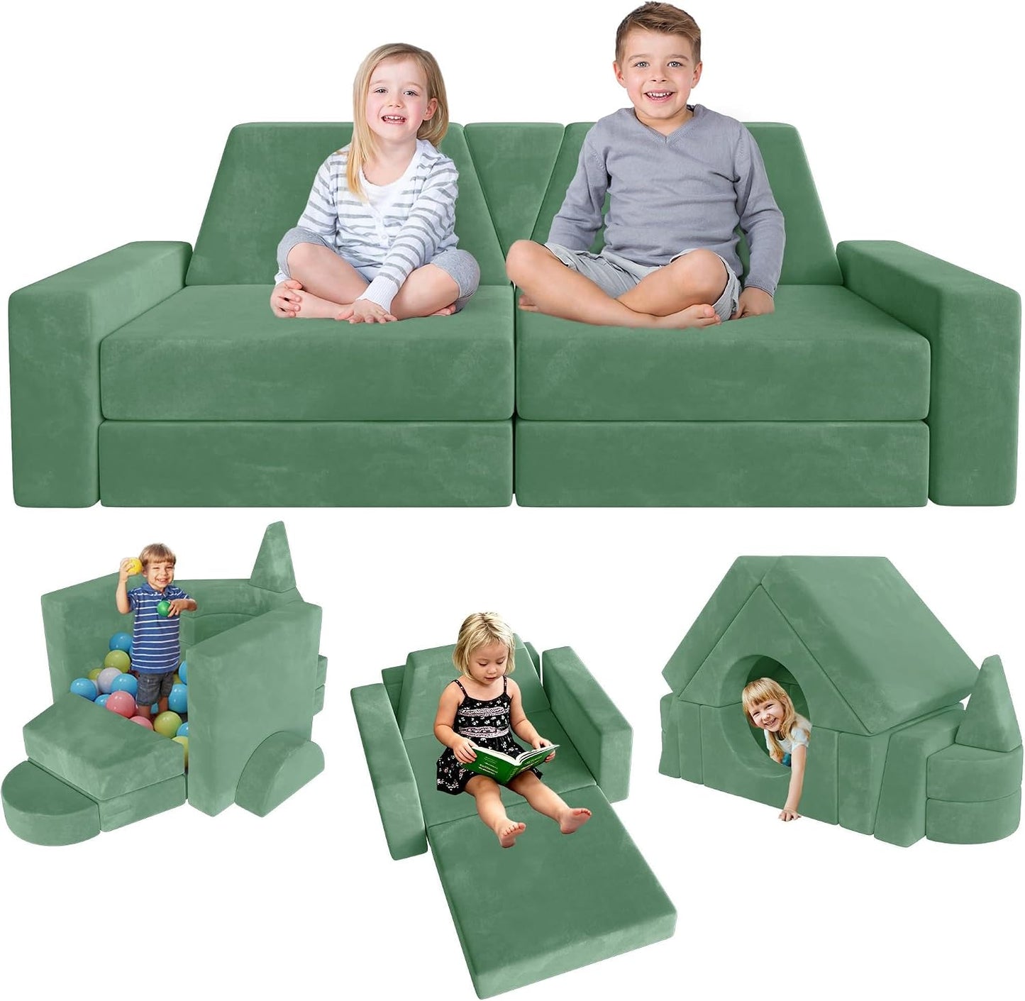 YEFU 15 piezas Sofá de Juego Modular para Niños, Sofá de Espuma par...