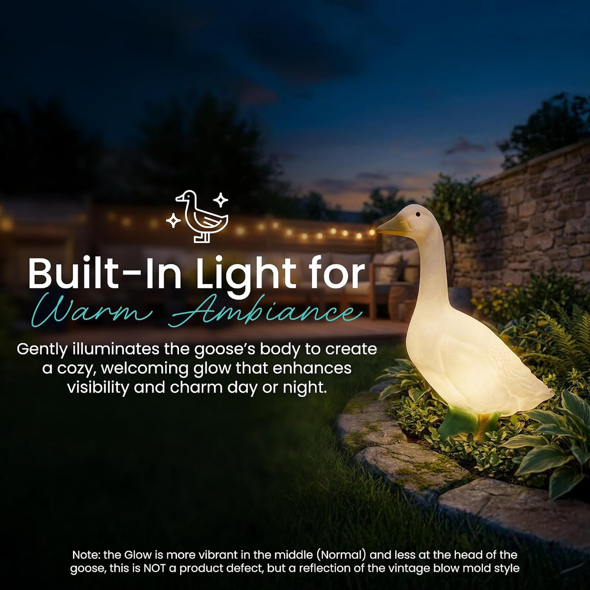 Union Products - Estatua de jardín y césped de ganso iluminado, 23...