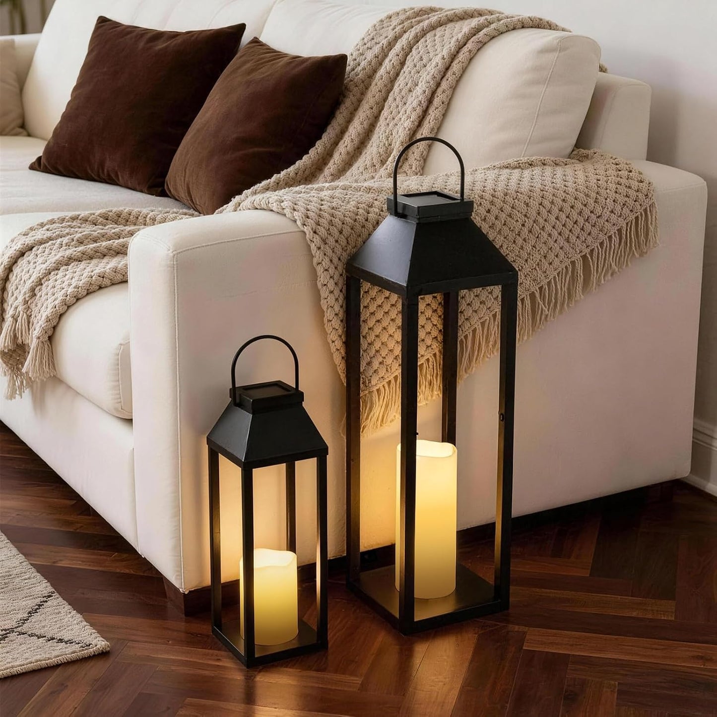 Faroles solares grandes para exteriores, impermeables, faroles deco...
