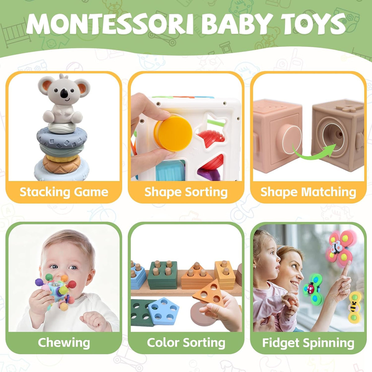 YHHYTOY Juguetes Montessori 6 en 1 para bebés de 0-6 6-12 meses, ju...