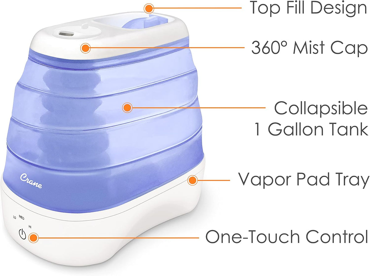 Crane Humidificador plegable de niebla fría para dormitorio y ofici...