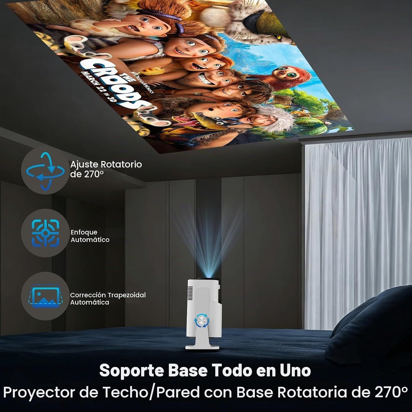 Proyector inteligente 4K [corrección de pantalla automática y audio...