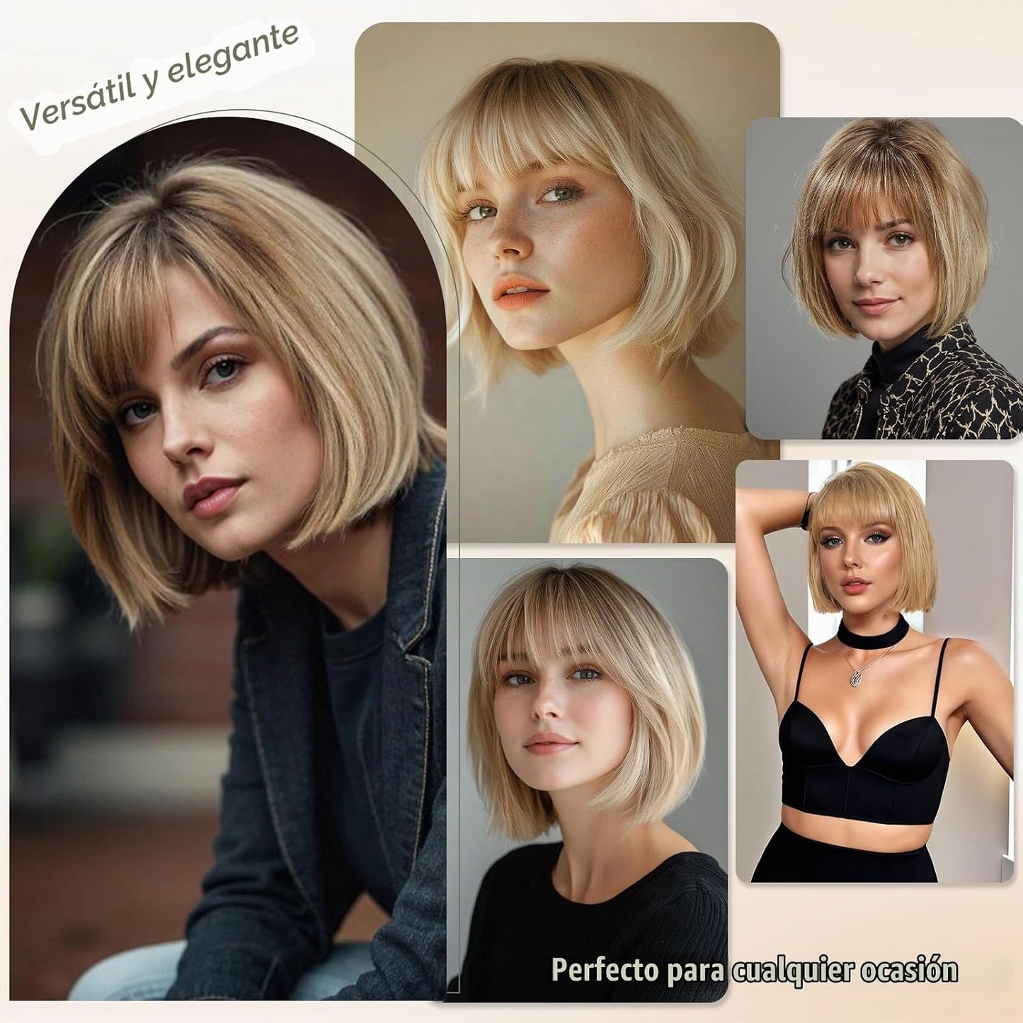 RSY Peluca de mezcla de cabello humano estilo Bob, pelucas de fibra...