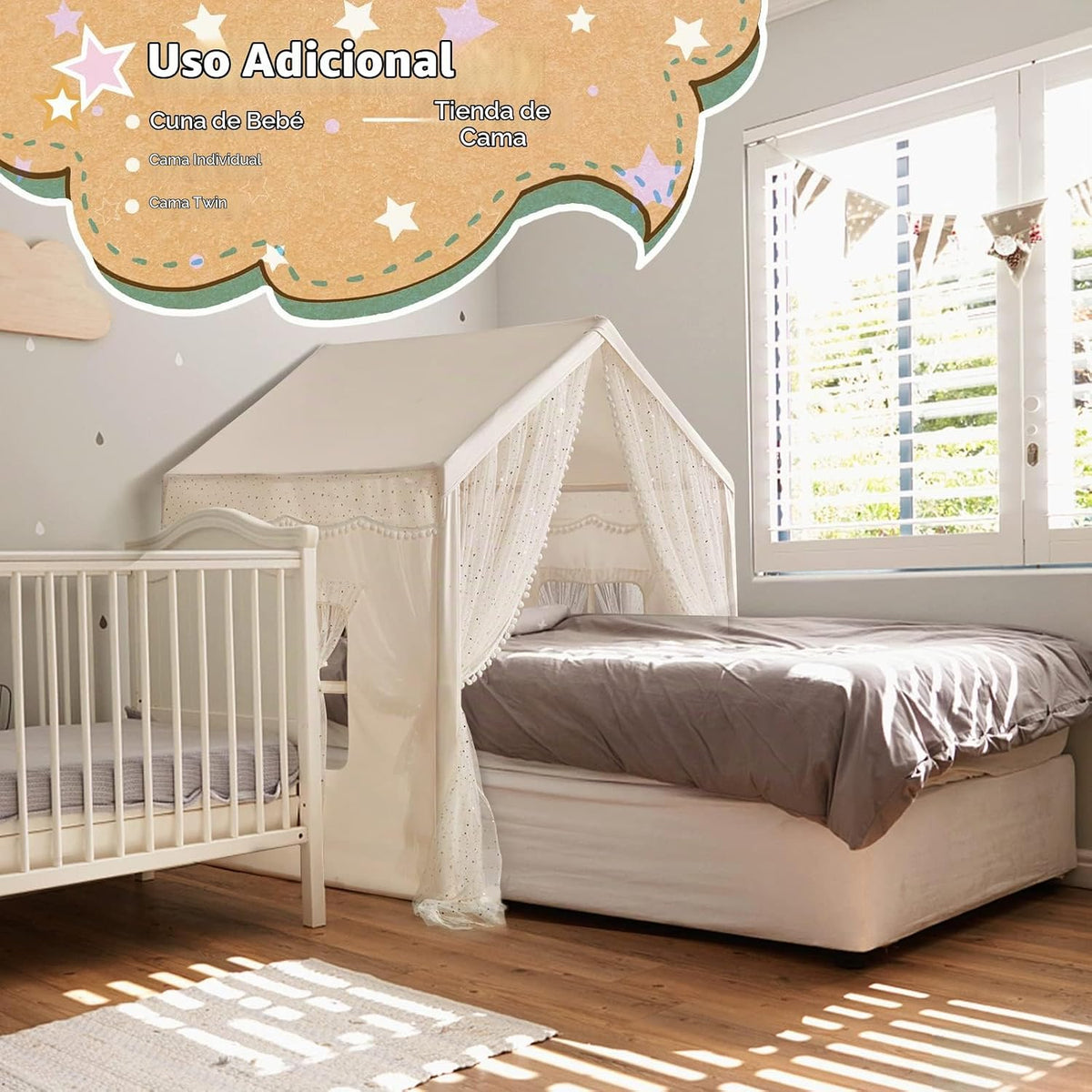 LOAOL Tienda de campaña para niños con luces de estrella para niñas...