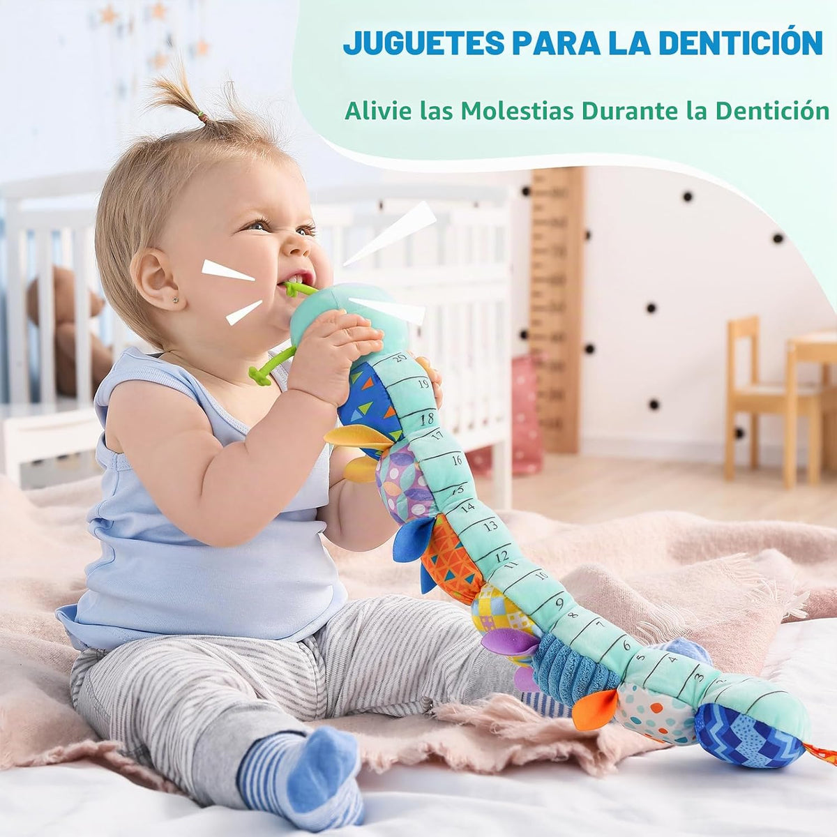 Sumobaby Juguetes musicales para bebés, oruga de peluche con morded...