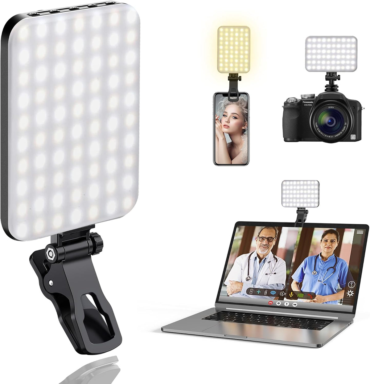 ALTSON 60 LED Luz portátil para selfie con clip y adaptador de tríp...