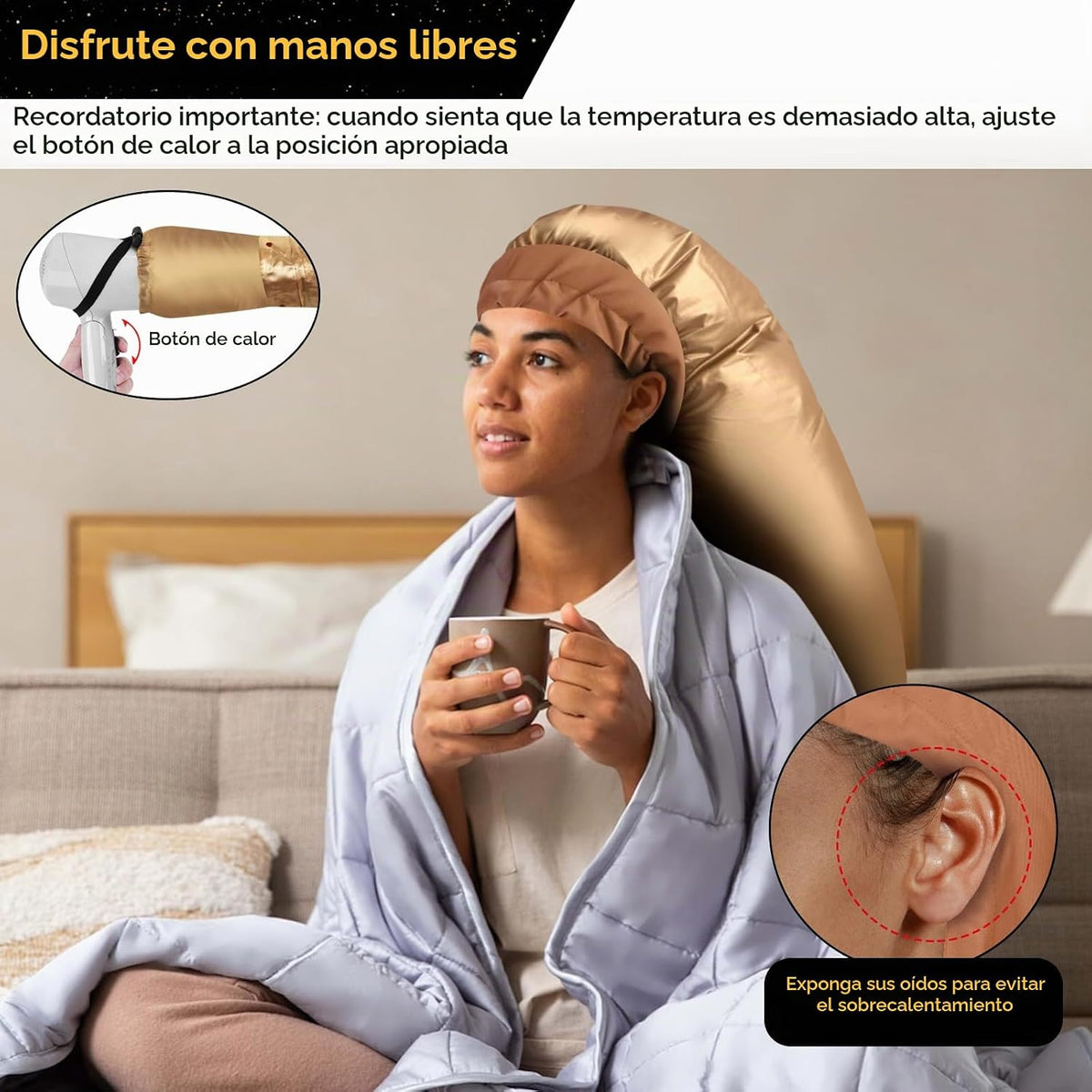 TEPENAR Accesorio de Capucha para Secador de Pelo: Capucha de Secad...
