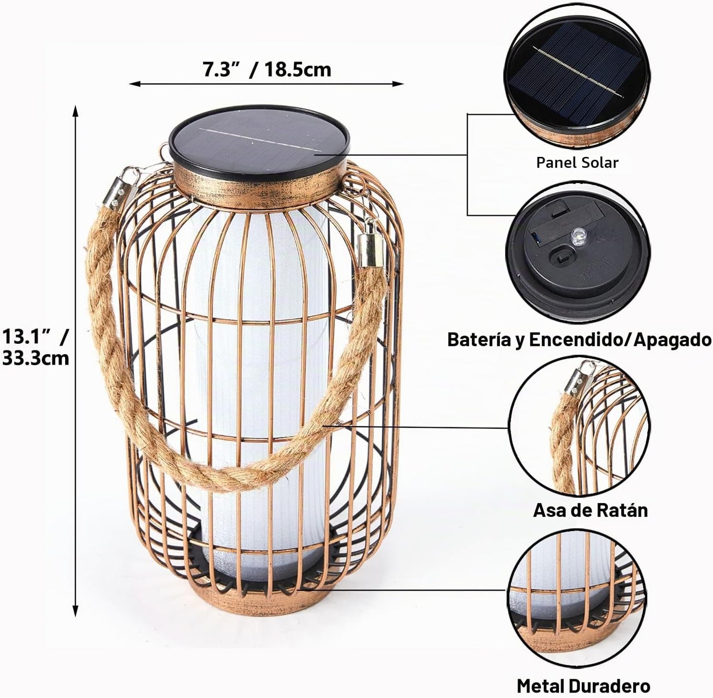 pearlstar Farol grande con energía solar para exteriores, luces col...