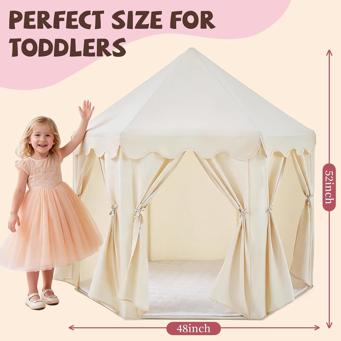 Tienda de campaña de princesa para niñas, tienda de campaña hexagon...