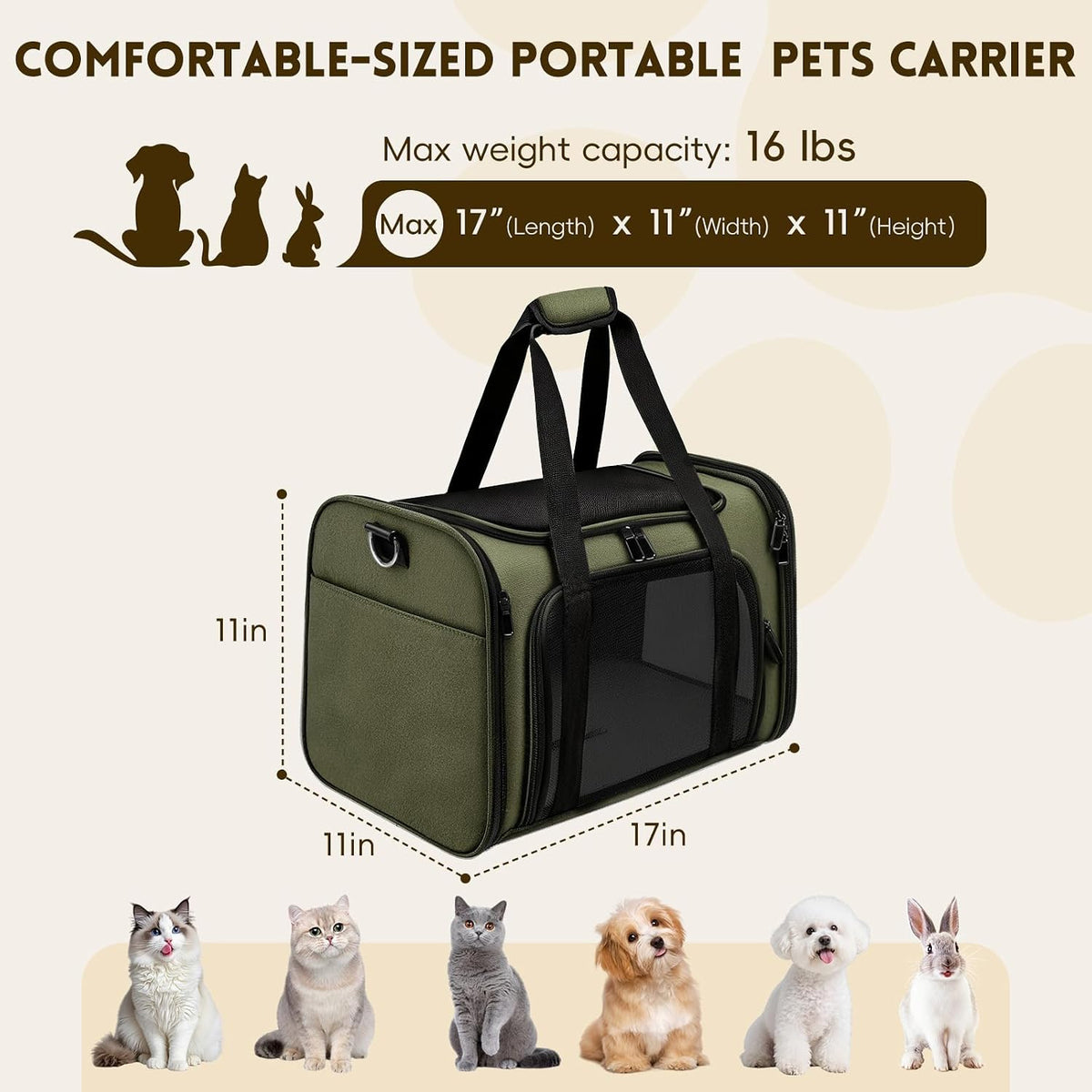 Zedkeys Transportador suave para gatos y perros pequeños y gatos gr...