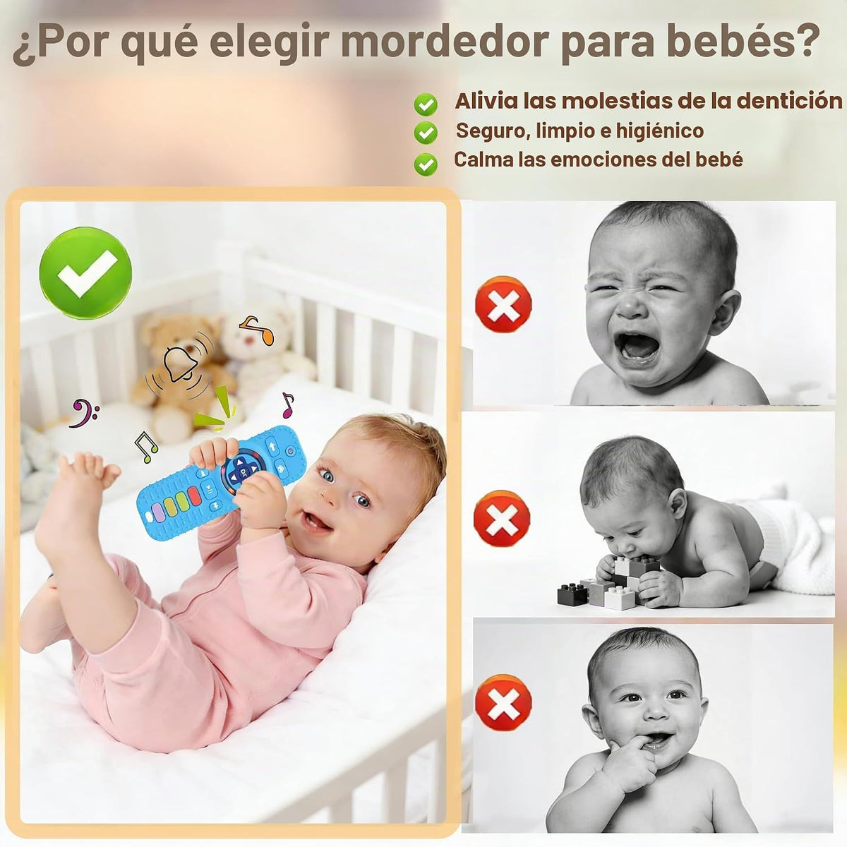 Juguetes de dentición para bebés, control remoto de TV, mordedor, j...