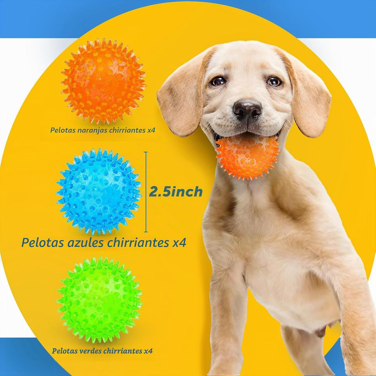 Juguete para cachorros de 2.5 pulgadas, bolas chirriantes para perr...