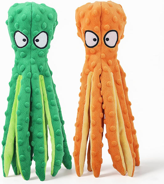 HGB Juguetes chirriantes para perros, sin relleno, pulpo arrugado p...