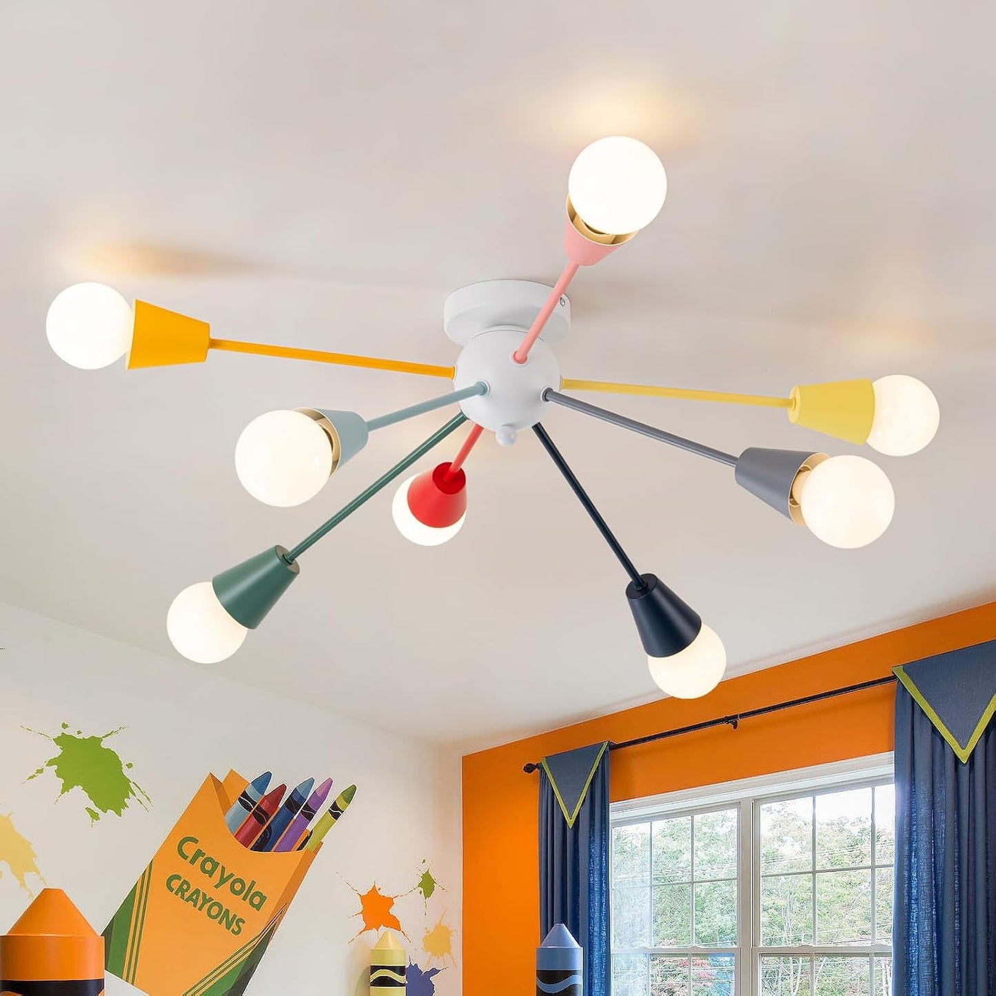 Ymlii Candelabro colorido, candelabro Sputnik moderno de 8 luces, l...
