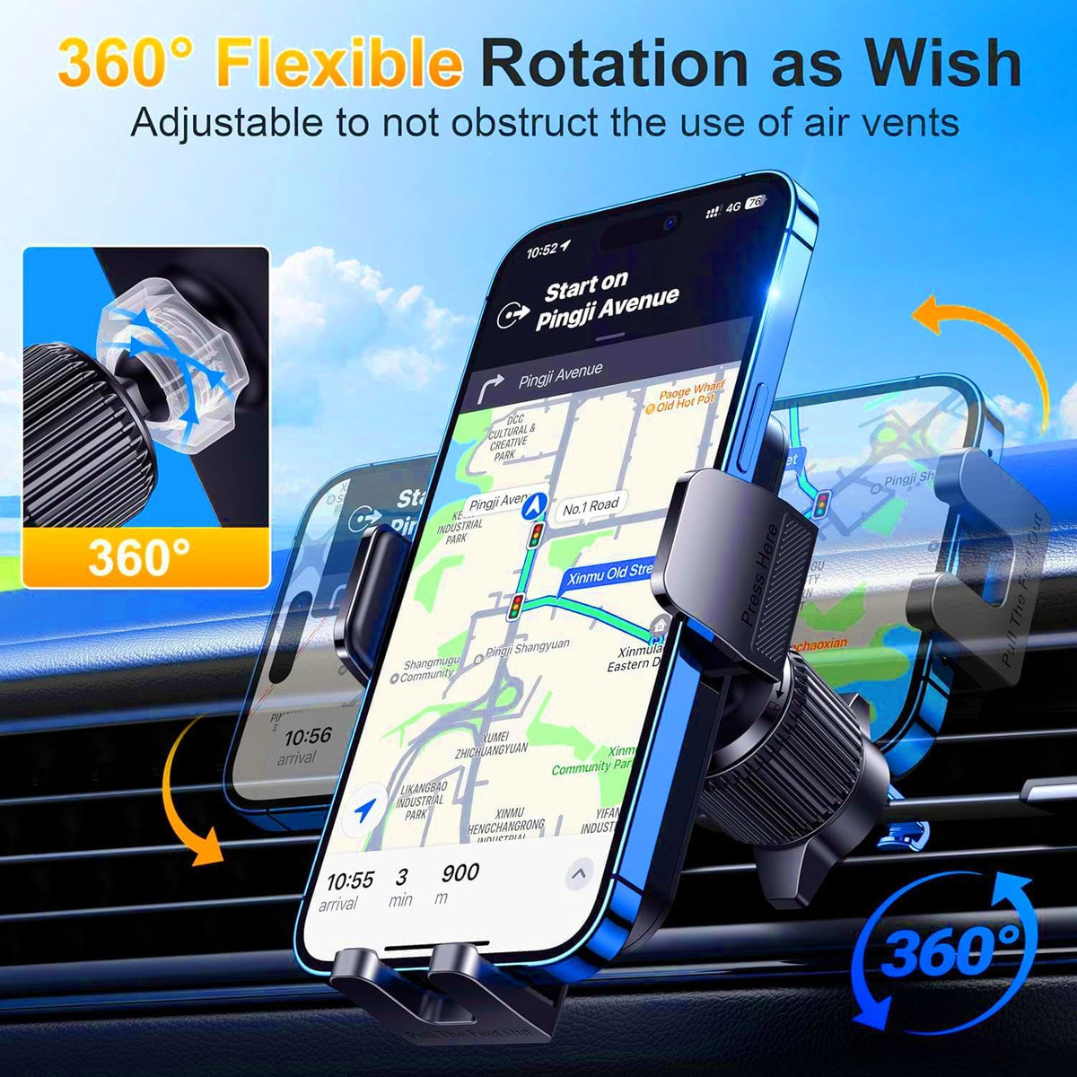 Qifutan Soporte para teléfono celular para montaje en coche, soport...
